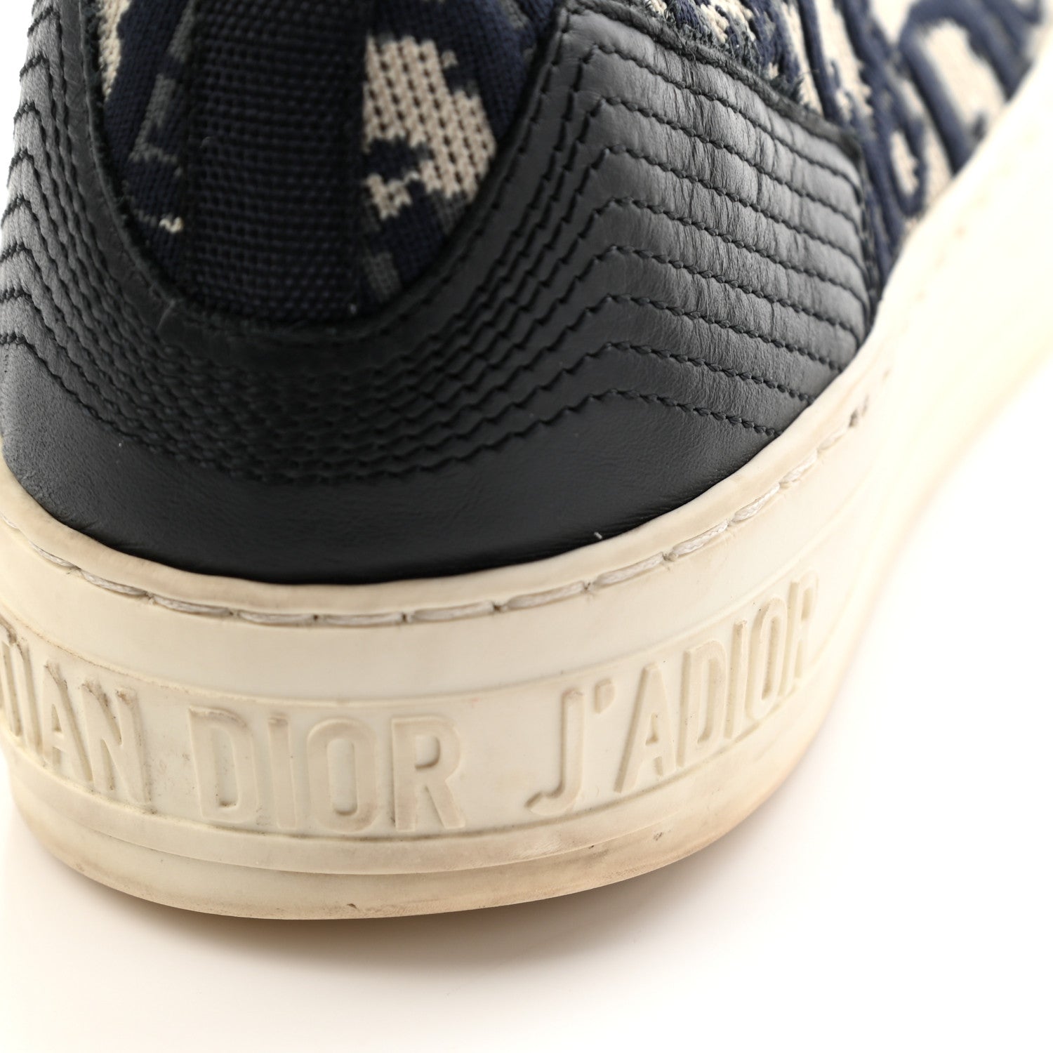 Christian Dior Technical Knit Calfskin Oblique Womens Walk'n Dior High Top Sneakers 37 Deep Blue 8 of 14