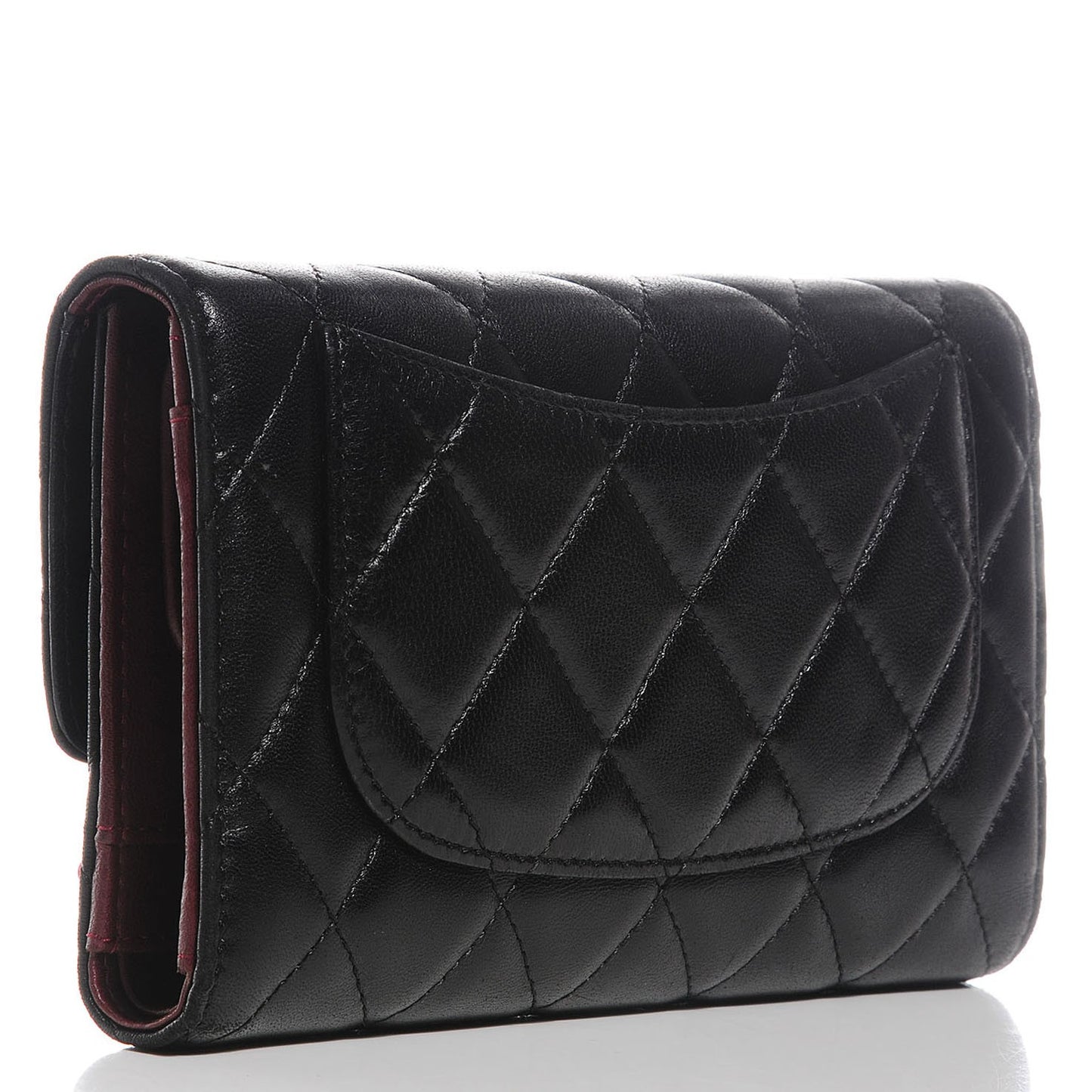 Lambskin Quilted Large Flap Wallet Black