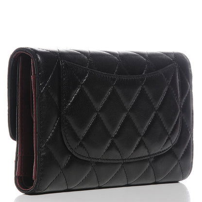 Chanel Lambskin Quilted Large Flap Wallet Black 3 of 9