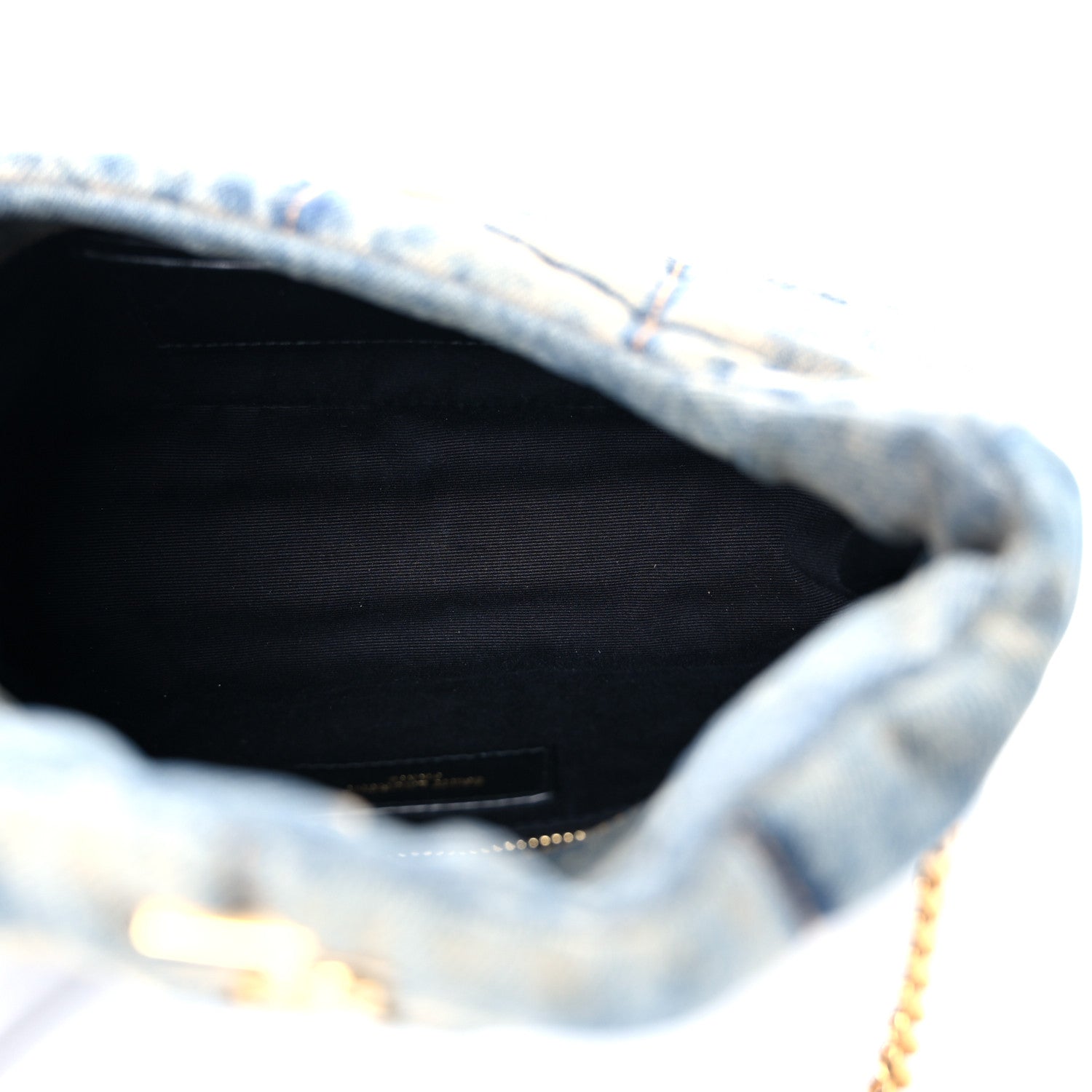 Saint Laurent Denim Quilted Toy Loulou Puffer Monogram Chain Satchel Blue Cinnamon 4 of 13