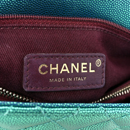 Chanel Metallic Caviar Quilted Small Coco Handle Flap Blue 6 of 11