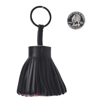 Hermes Lambskin Bi-Color Carmen Tassel Key Holder Black Rouge Indienne 2 of 3