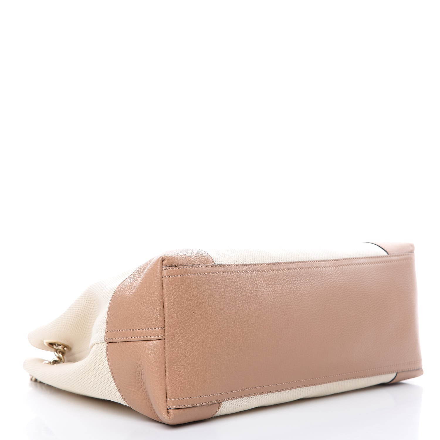 Gucci Linen Canvas Pebbled Calfskin Medium Soho Chain Shoulder Bag White Camelia 4 of 10