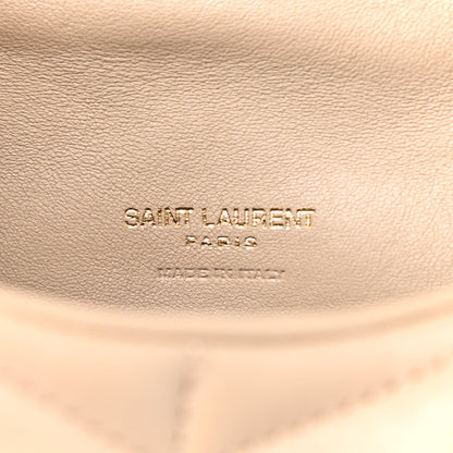 Saint Laurent Lambskin Monogram Loulou Puffer Pouch Clutch Dark Beige 8 of 9