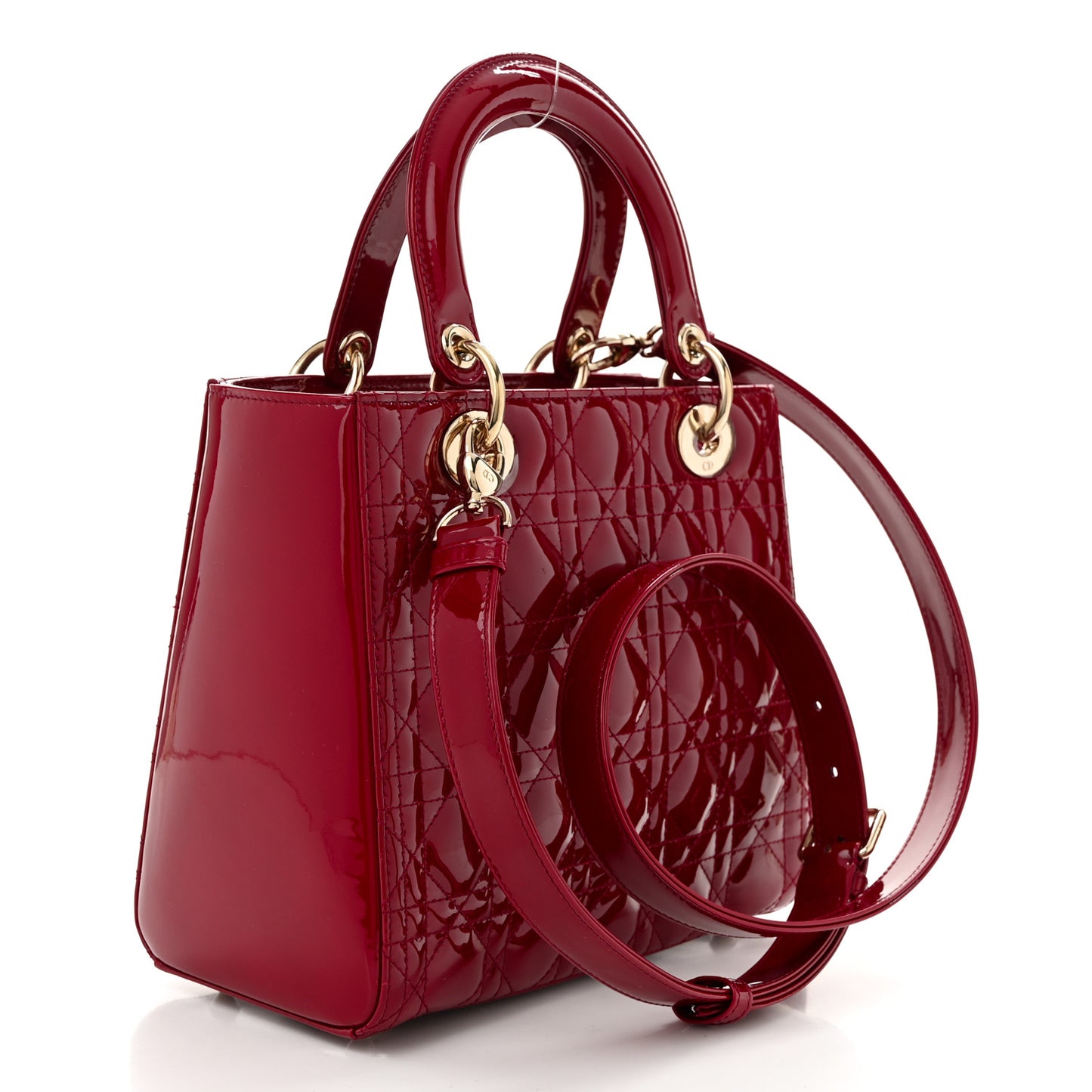Patent Cannage Medium Lady Dior Red