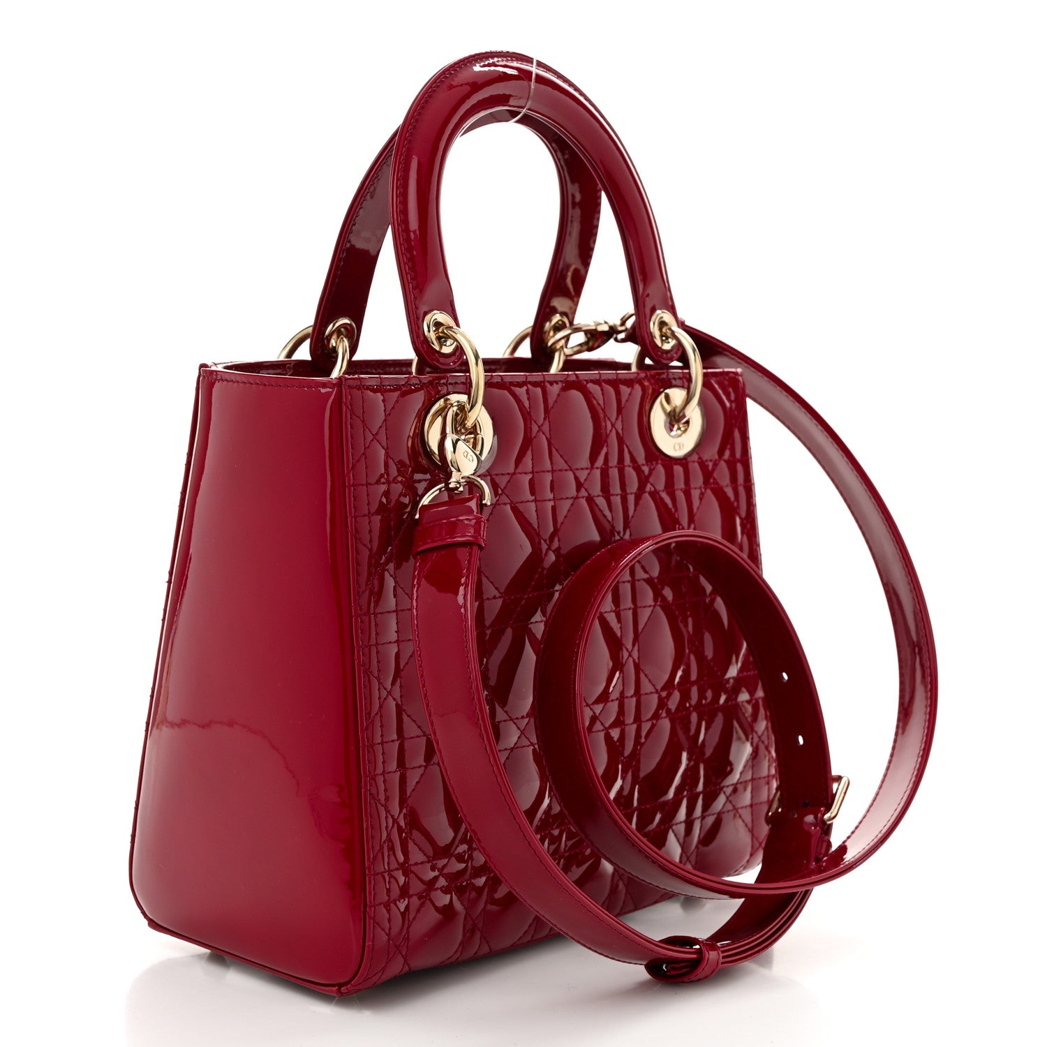 Christian Dior Patent Cannage Medium Lady Dior Red 4 of 10