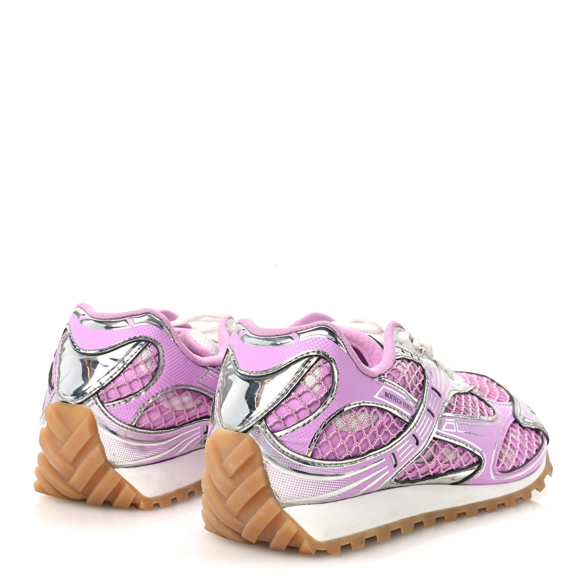 Calfskin Fishnet Fabric Orbit Sneakers 38 Gloss Silver