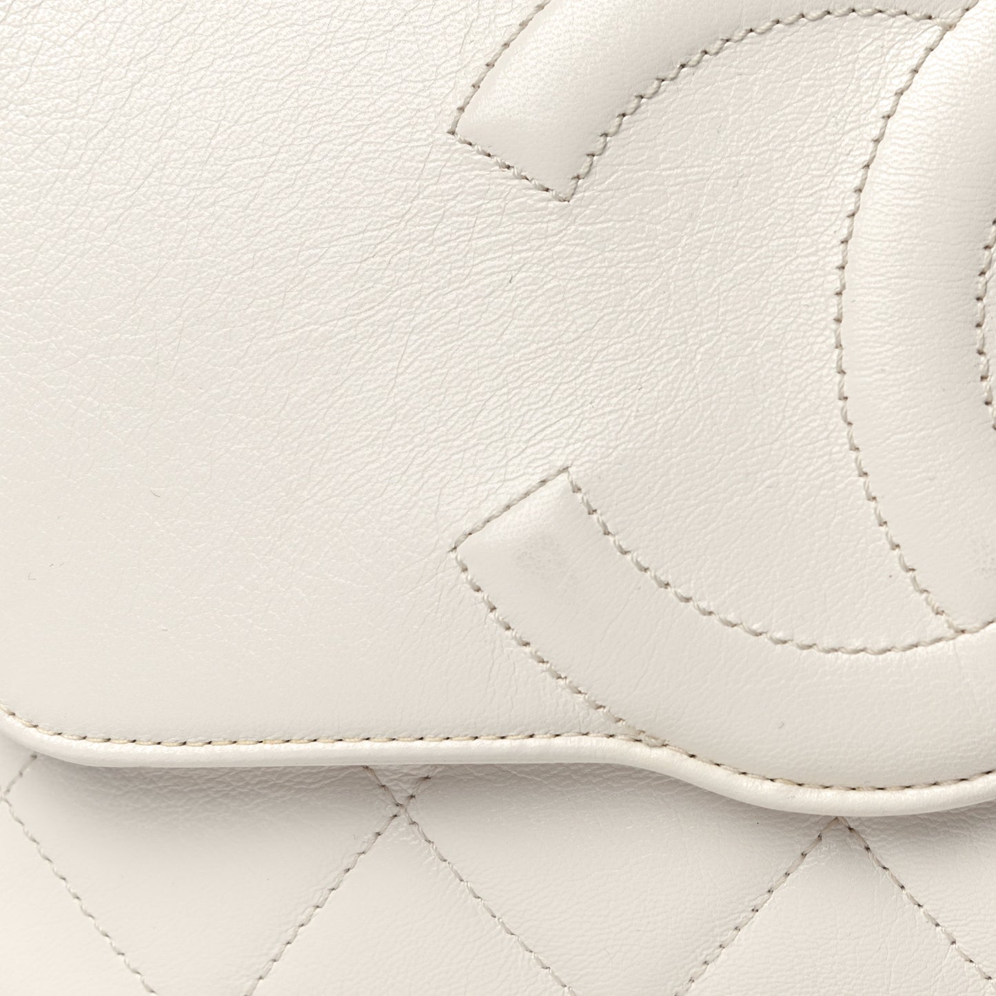 Goatskin Quilted Timeless CC Clutch White