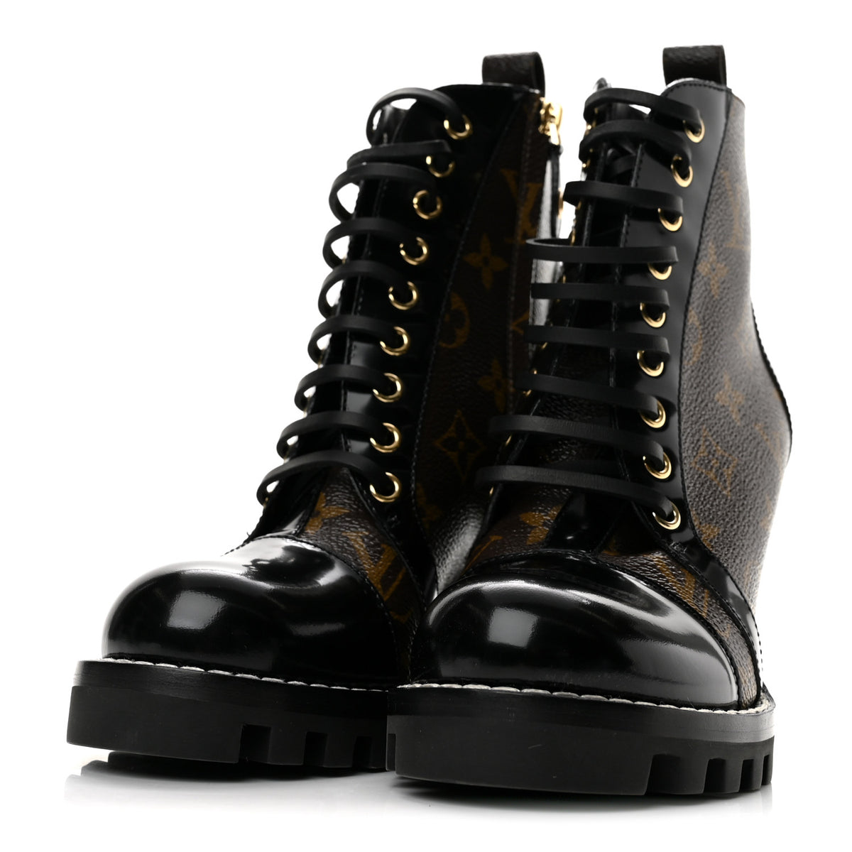 Louis Vuitton Patent Calfskin Monogram Star Trail Ankle Boots 36 Black 4 of 11