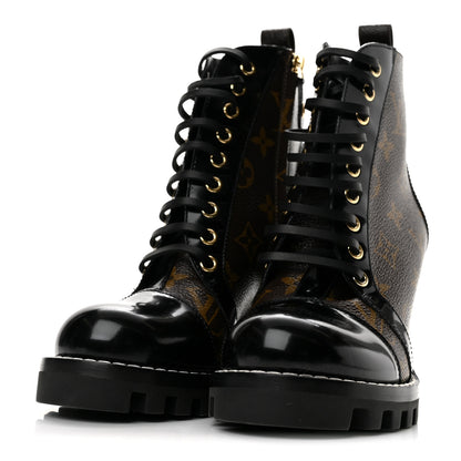 Louis Vuitton Patent Calfskin Monogram Star Trail Ankle Boots 36 Black 4 of 11