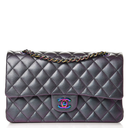 Chanel Iridescent Goatskin Quilted Medium Double Flap Purple 1 of 9