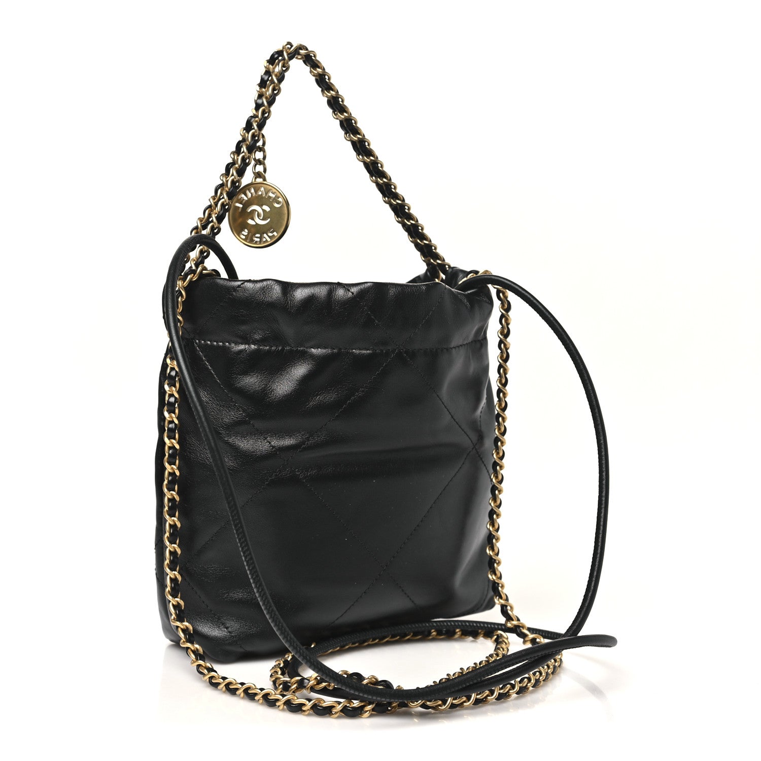 Chanel Shiny Calfskin Quilted Mini Chanel 22 Black 2 of 11