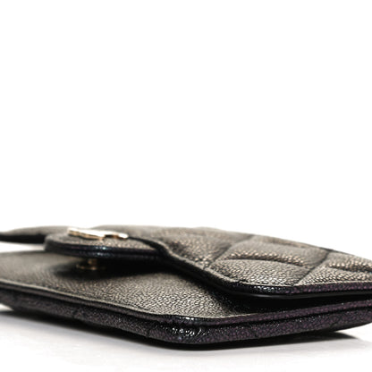Chanel Iridescent Caviar Quilted Flap Zip Card Holder Black 9 of 10