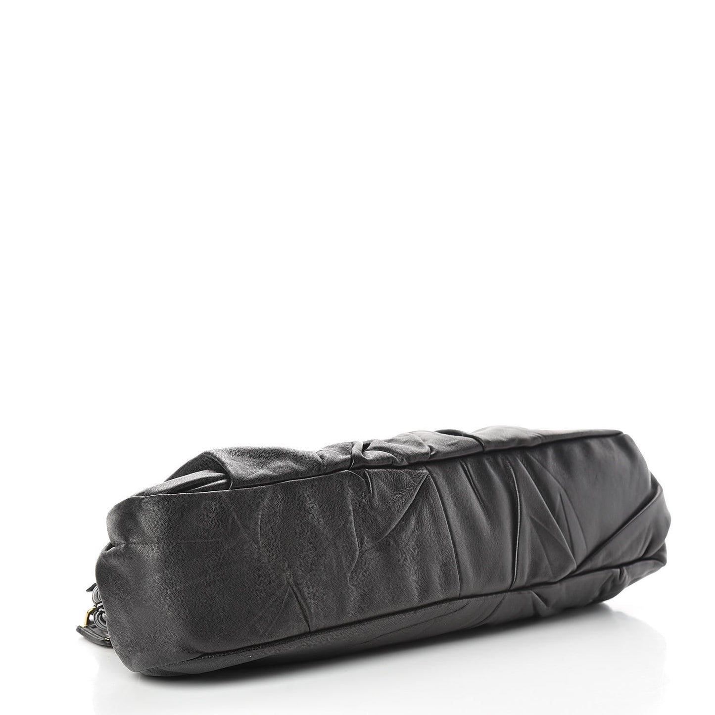 Nappa Pleated Pochette Clutch Black