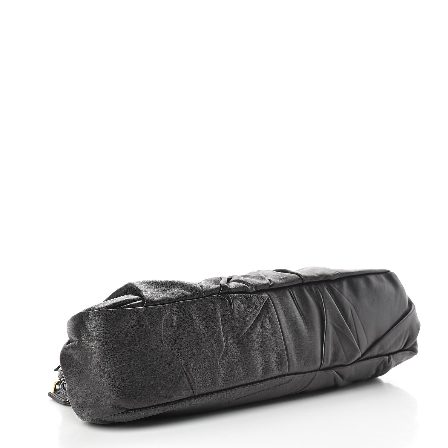 Prada Nappa Pleated Pochette Clutch Black 4 of 7