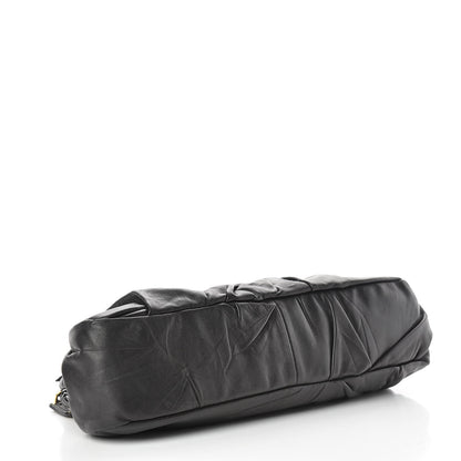 Prada Nappa Pleated Pochette Clutch Black 4 of 7