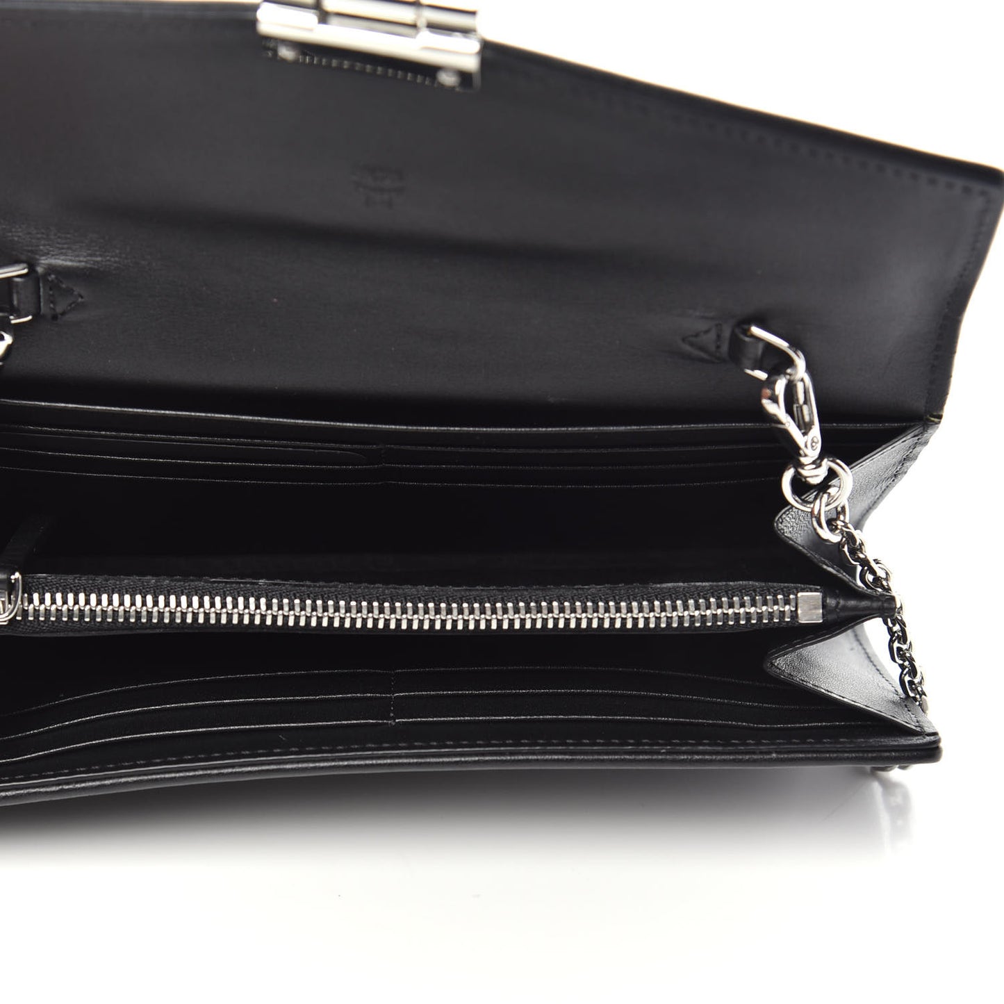 Grained Calfskin Large Patricia Wallet On Chain Black