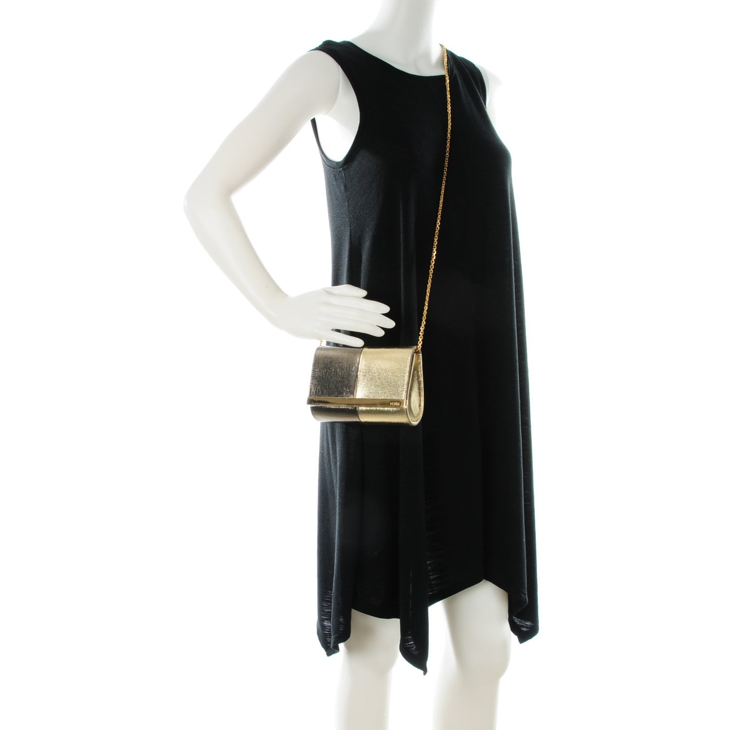 Vitello Mirror Elite Bi-Color Mini Rush Clutch Gold Grey