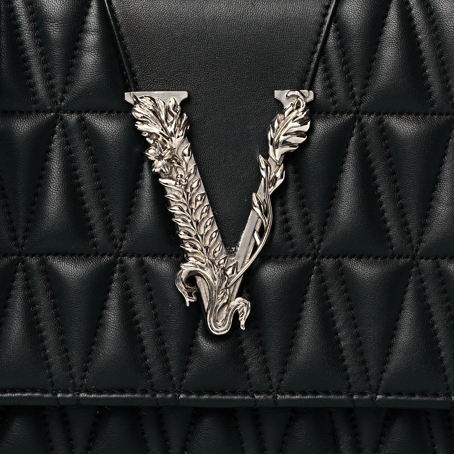 Nappa Quilted Virtus Top Handle Shoulder Bag Grey