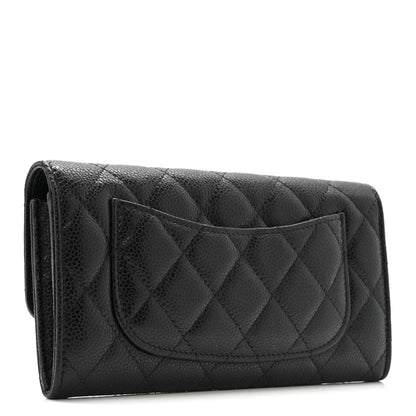 Chanel Caviar Quilted Large Gusset Flap Wallet Black 3 of 13