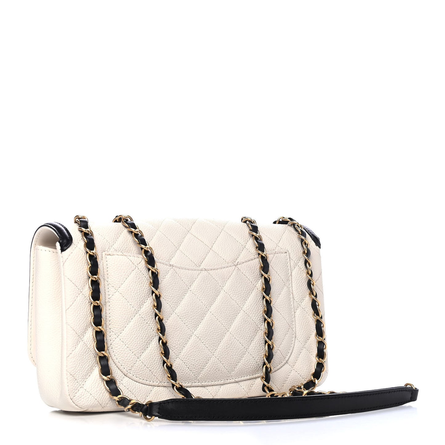 Caviar Quilted Medium CC Filigree Flap Light Beige Black