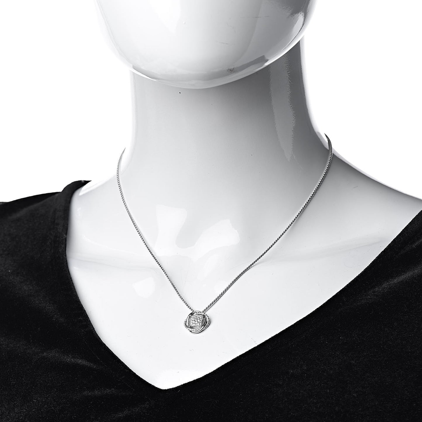 Sterling Silver Diamond 7mm Infinity Pendant Necklace