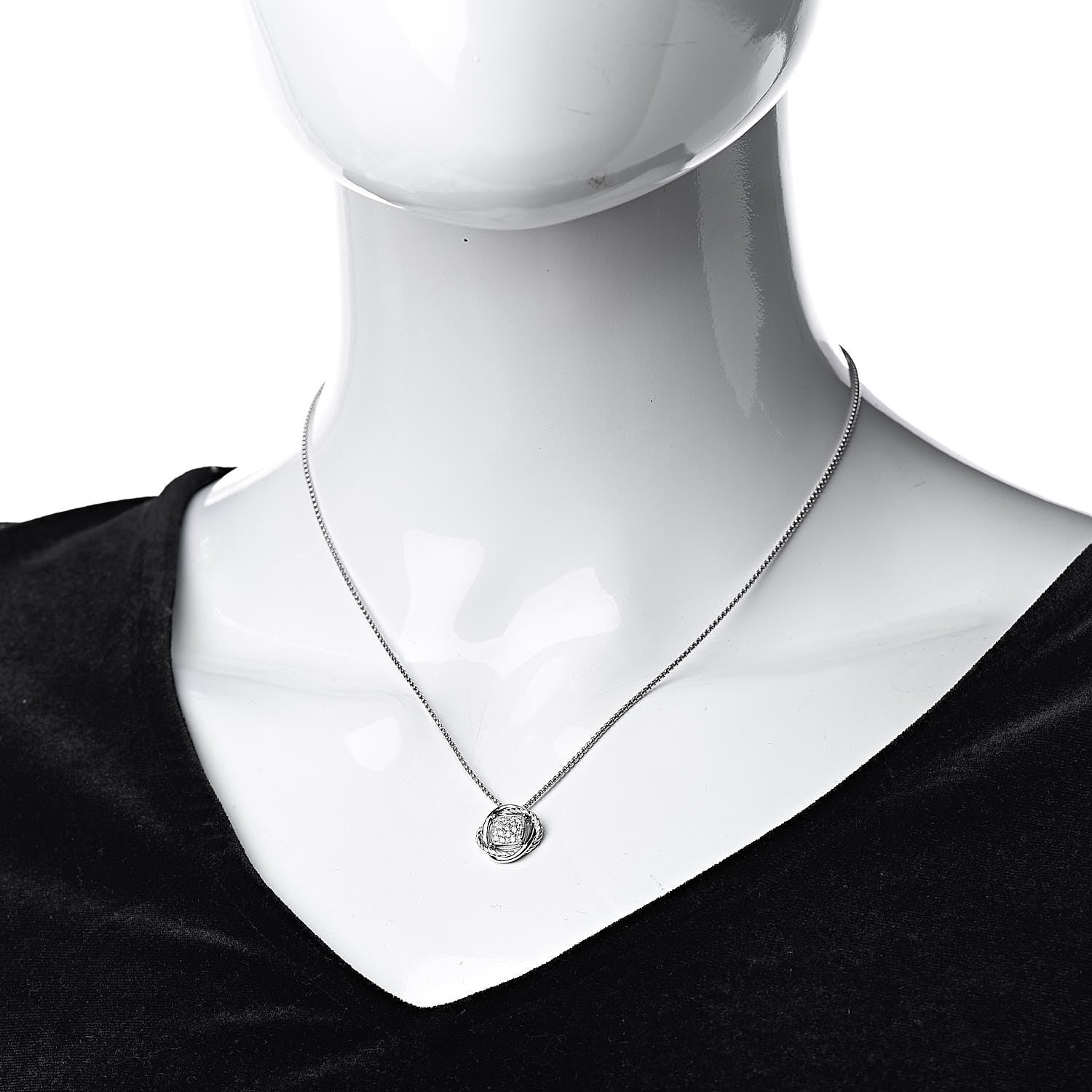 David Yurman Sterling Silver Diamond 7mm Infinity Pendant Necklace 2 of 4