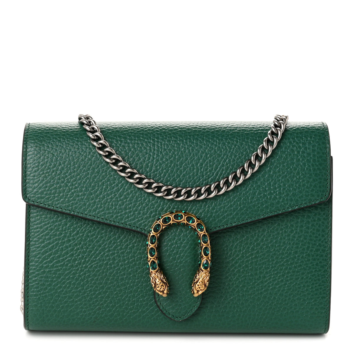 Gucci Calfskin Mini Dionysus Chain Wallet Emerald 1 of 11