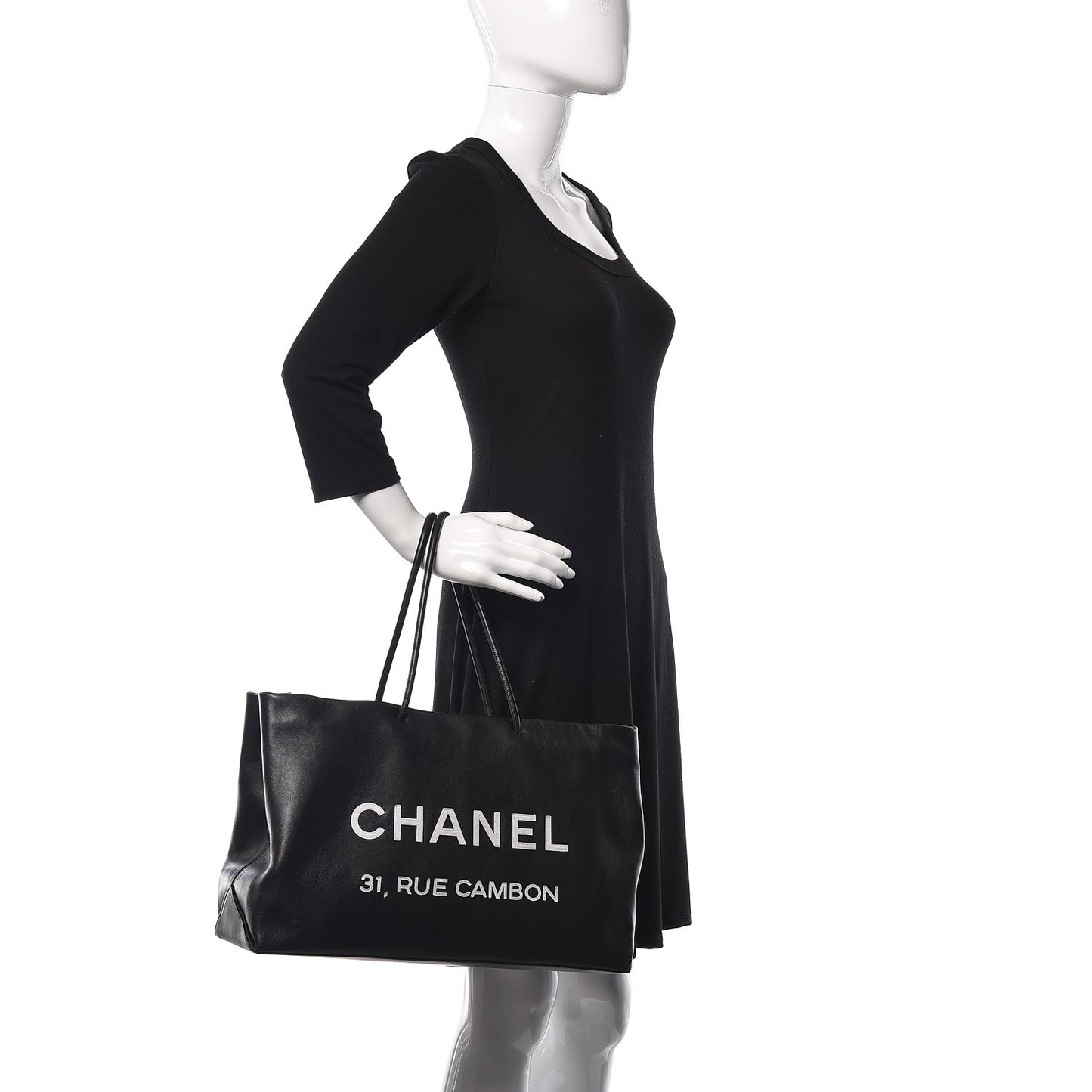 Calfskin Large Essential 31 Rue Cambon Tote Black