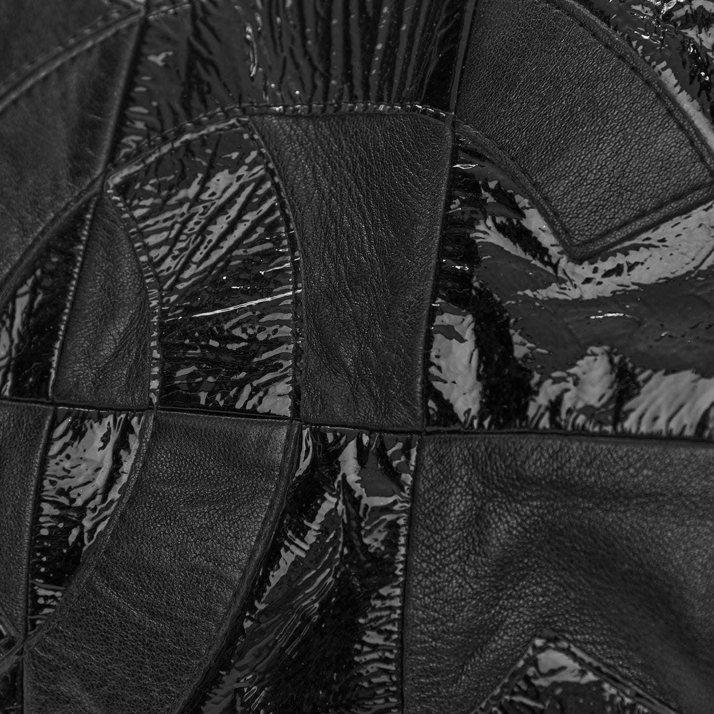 Lambskin Patent Calfskin Brooklyn Patchwork Hobo Black