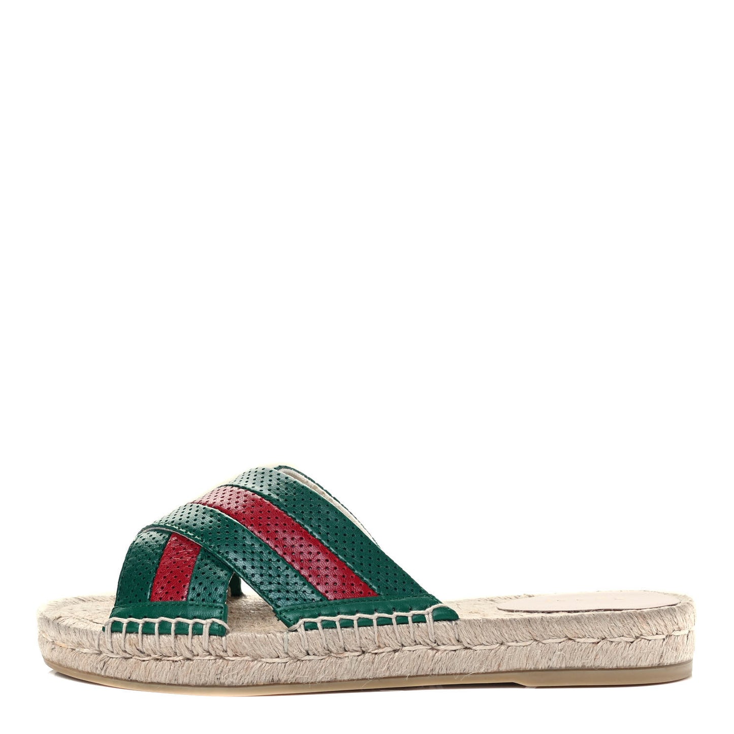 Malaga Kid Perforated Criss Cross Espadrille Slide Sandals 37 Emerald Hibiscus Red