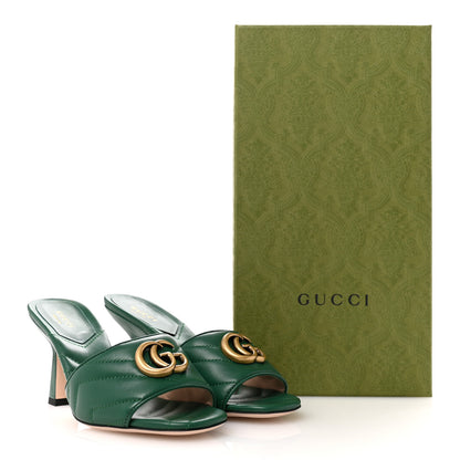 Gucci Nappa Matelasse GG Marmont 75mm Slide Sandals 36 Emerald 10 of 10