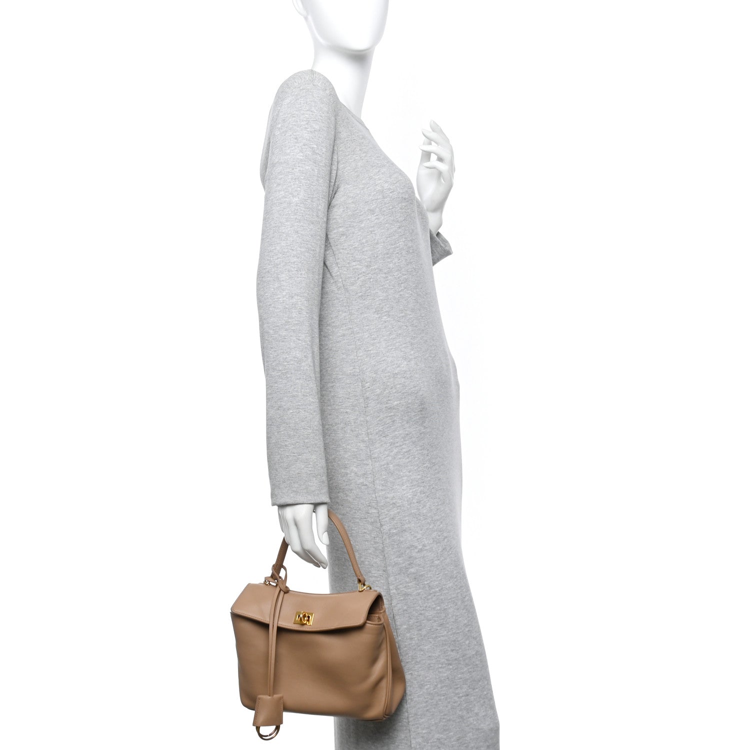 Balenciaga Natural Smooth Calfskin Mini Rodeo Top Handle Handbag Latte 3 of 11