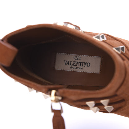 Valentino Garavani Suede Rockstud Double Buckle 50mm Cowboy Ankle Boots 38 Selleria 7 of 8