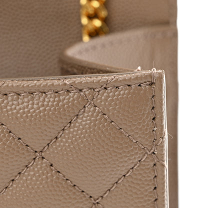 Saint Laurent Grain De Poudre Textured Mixed Matelasse Triquilt Small Monogram Satchel Taupe 13 of 14