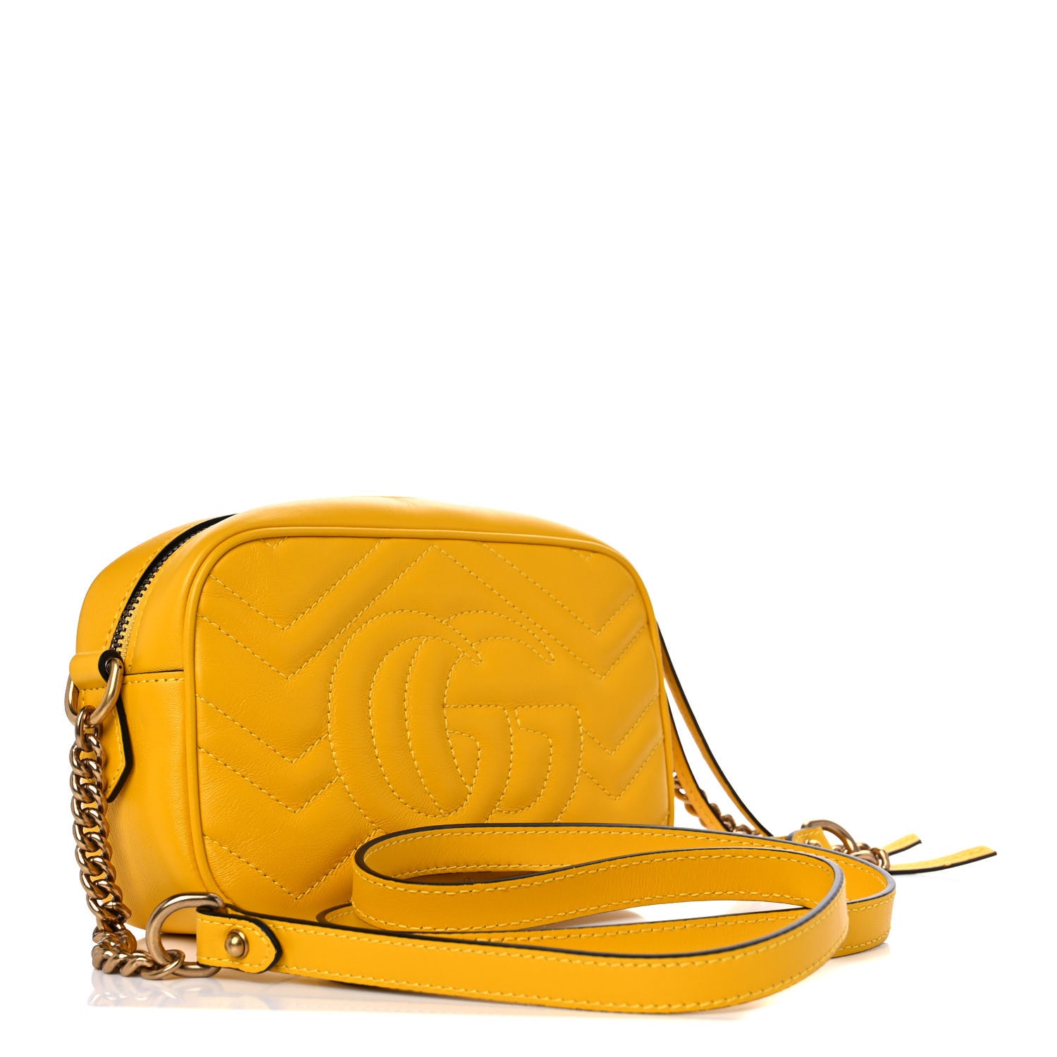 Gucci Calfskin Matelasse Mini GG Marmont Chain Shoulder Bag Stone Topaz 3 of 17