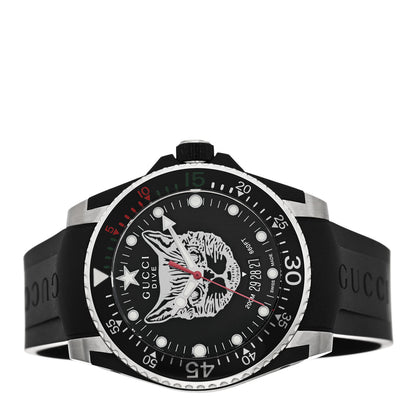 Gucci Stainless Steel Rubber 40mm Dive Feline Quartz Watch Black 2 of 5
