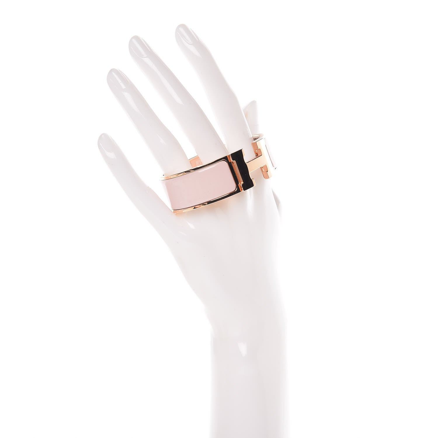 Hermes Enamel Wide Clic Clac H PM Bracelet Rose Candeur 2 of 6
