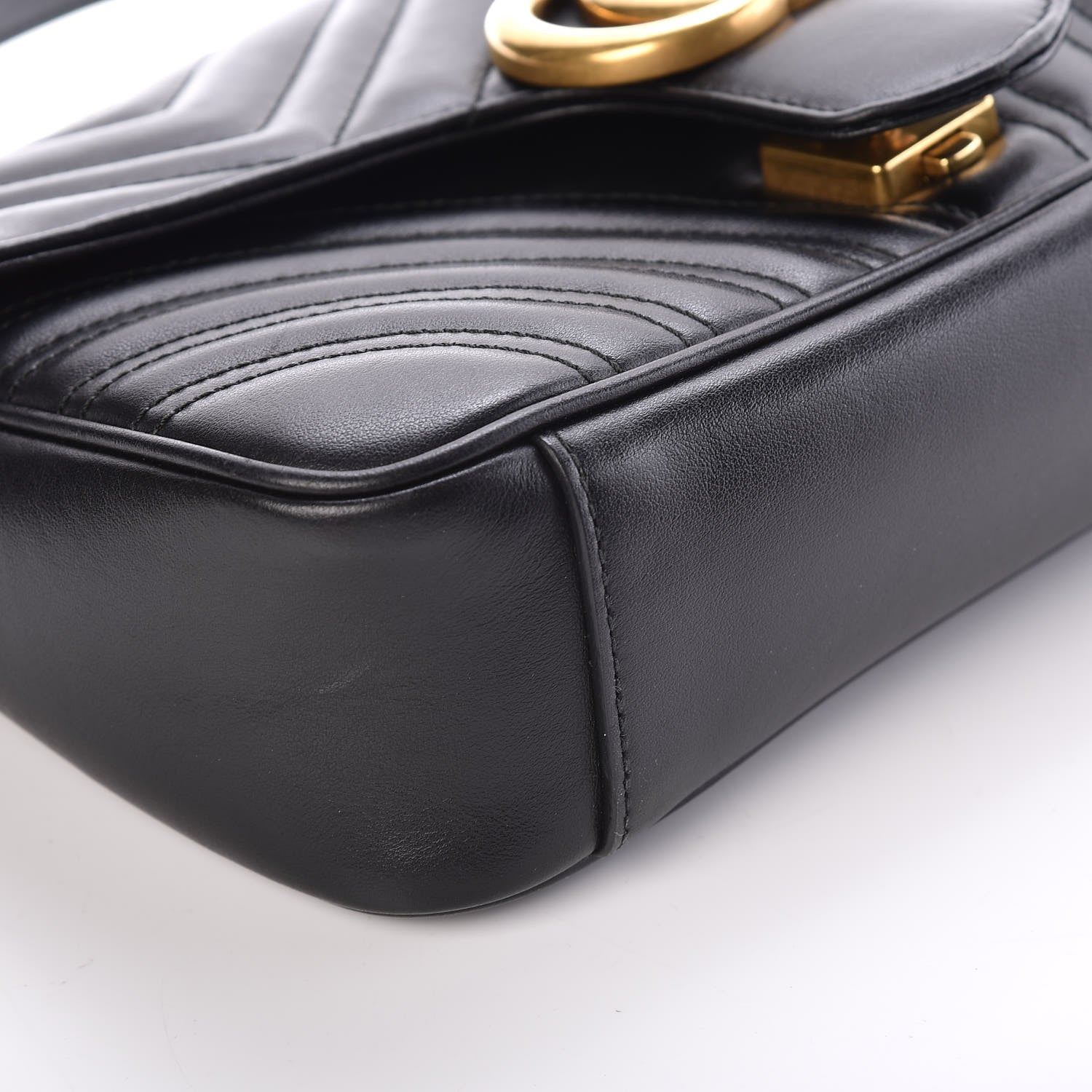 Gucci Calfskin Matelasse Small GG Marmont Shoulder Bag Black 9 of 9
