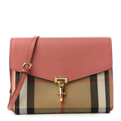Burberry Derby Calfskin House Check Small Macken Crossbody Bag Copper Pink 1 of 11