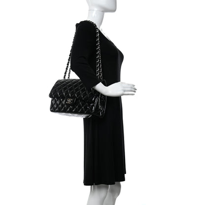Chanel Patent Quilted Jumbo Double Flap Black 2 of 9