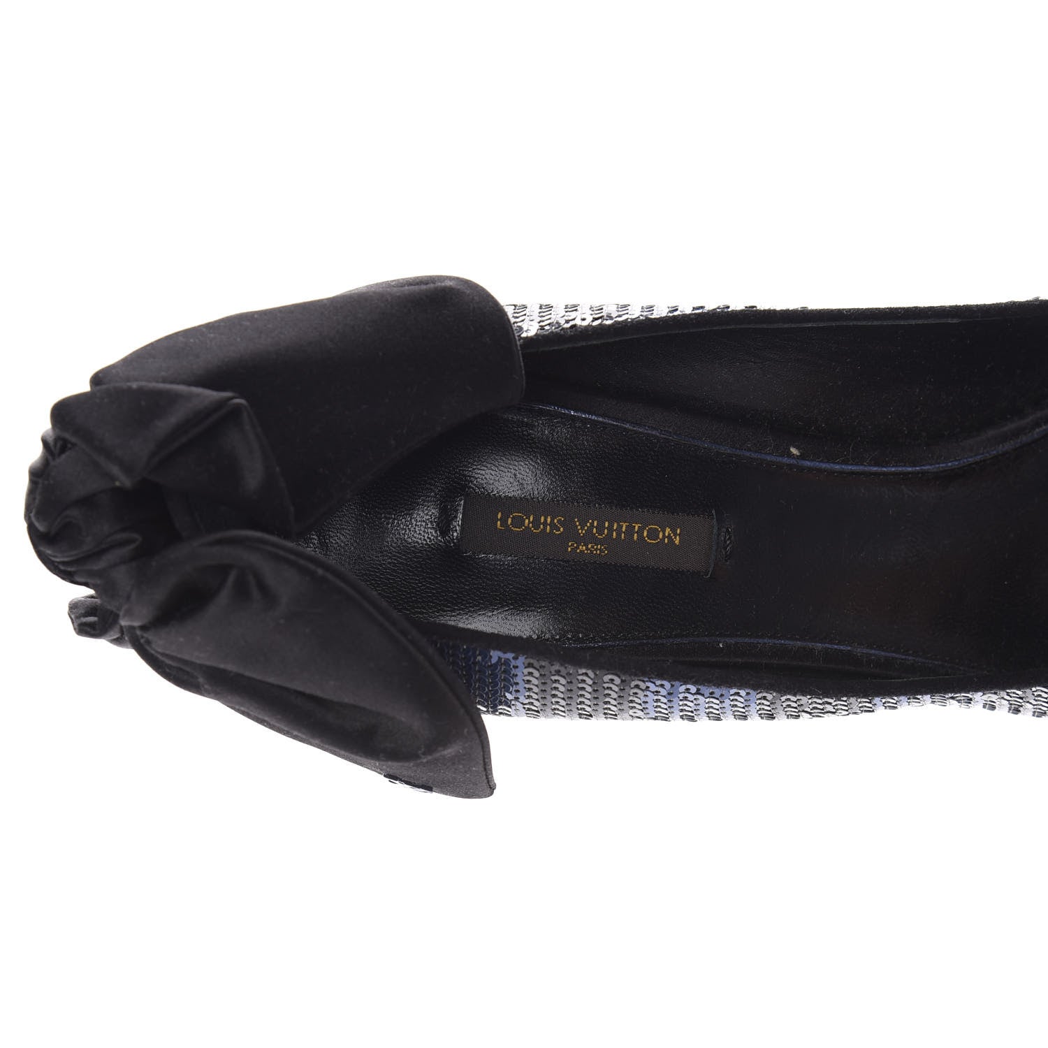 Louis Vuitton Sequin Peep Toe Platform Pumps 39 Blue Black 7 of 9