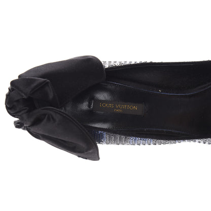 Louis Vuitton Sequin Peep Toe Platform Pumps 39 Blue Black 7 of 9