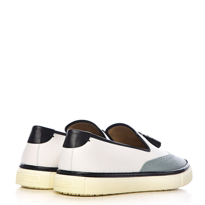Hermes Epsom Calfskin Mens Must Sneakers 41.5 Celadon Black White 4 of 14