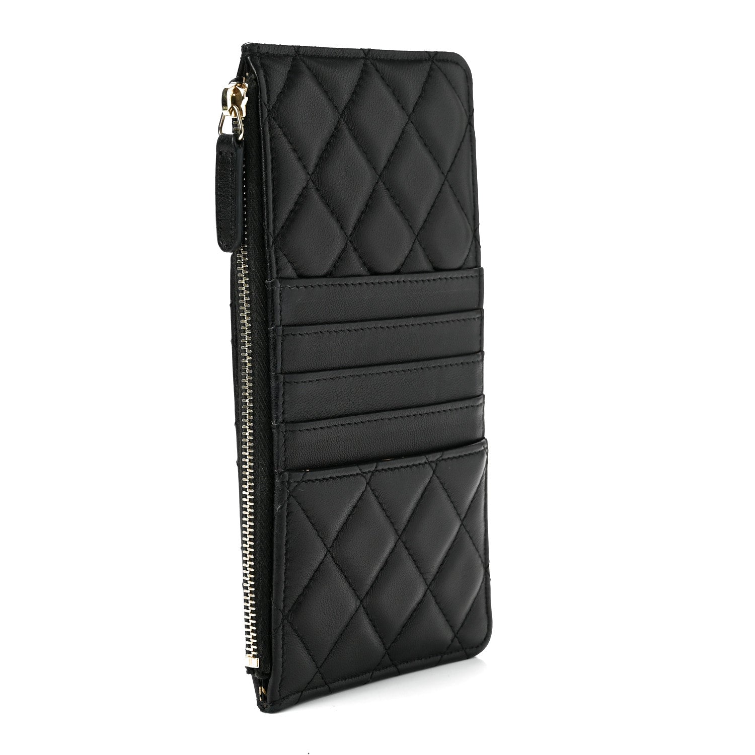 Chanel Lambskin Quilted Egyptian Amulet Classic Flat Wallet Pouch Black 3 of 7