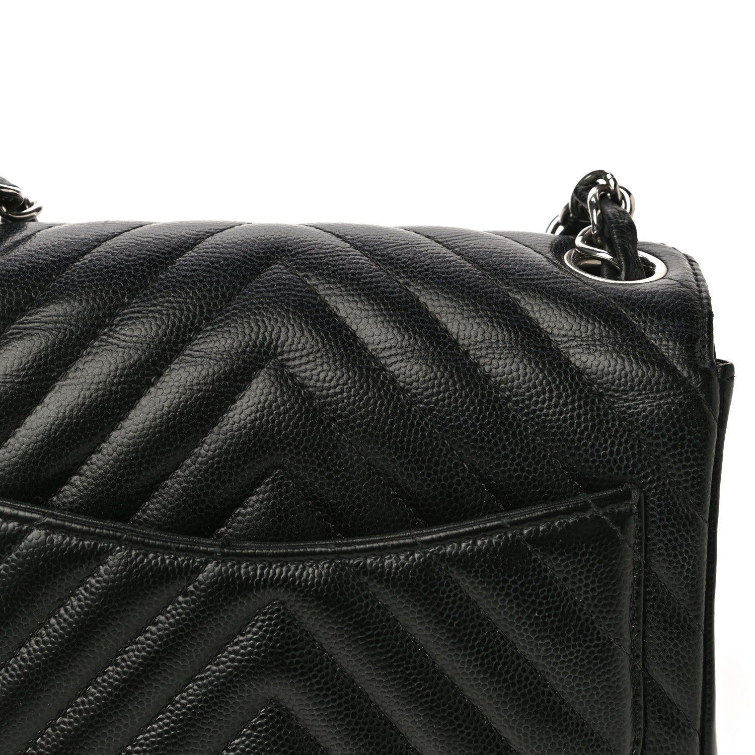 Chanel Caviar Chevron Quilted Mini Square Flap Black 15 of 17