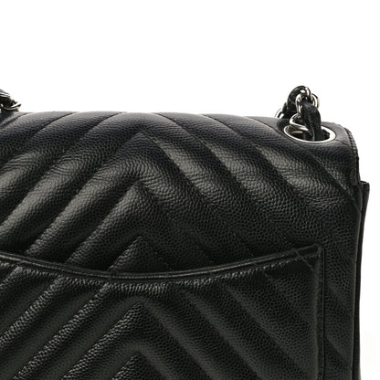 Chanel Caviar Chevron Quilted Mini Square Flap Black 15 of 17