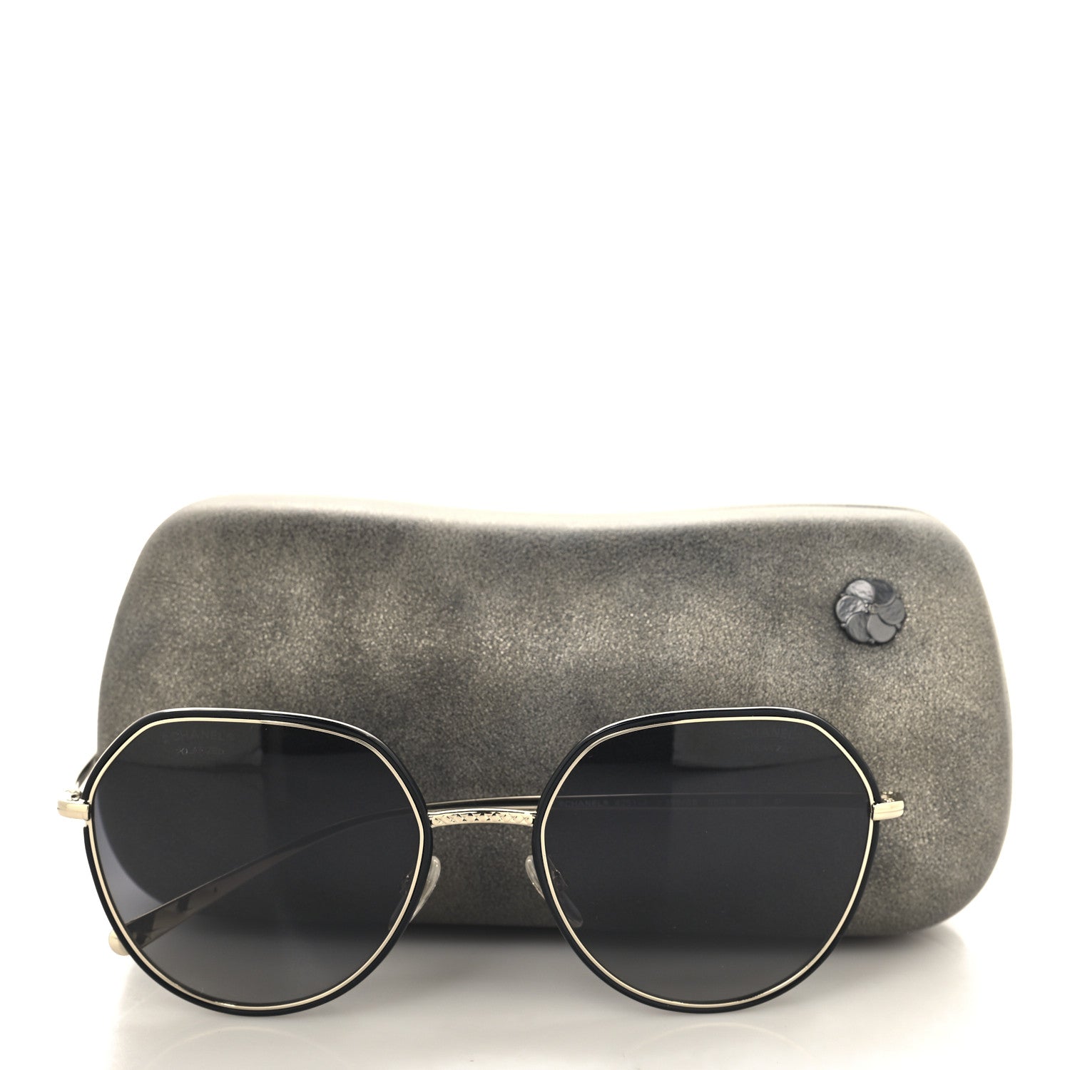 Chanel Metal Polarized Round Sunglasses 4251-J Gold Black 7 of 7