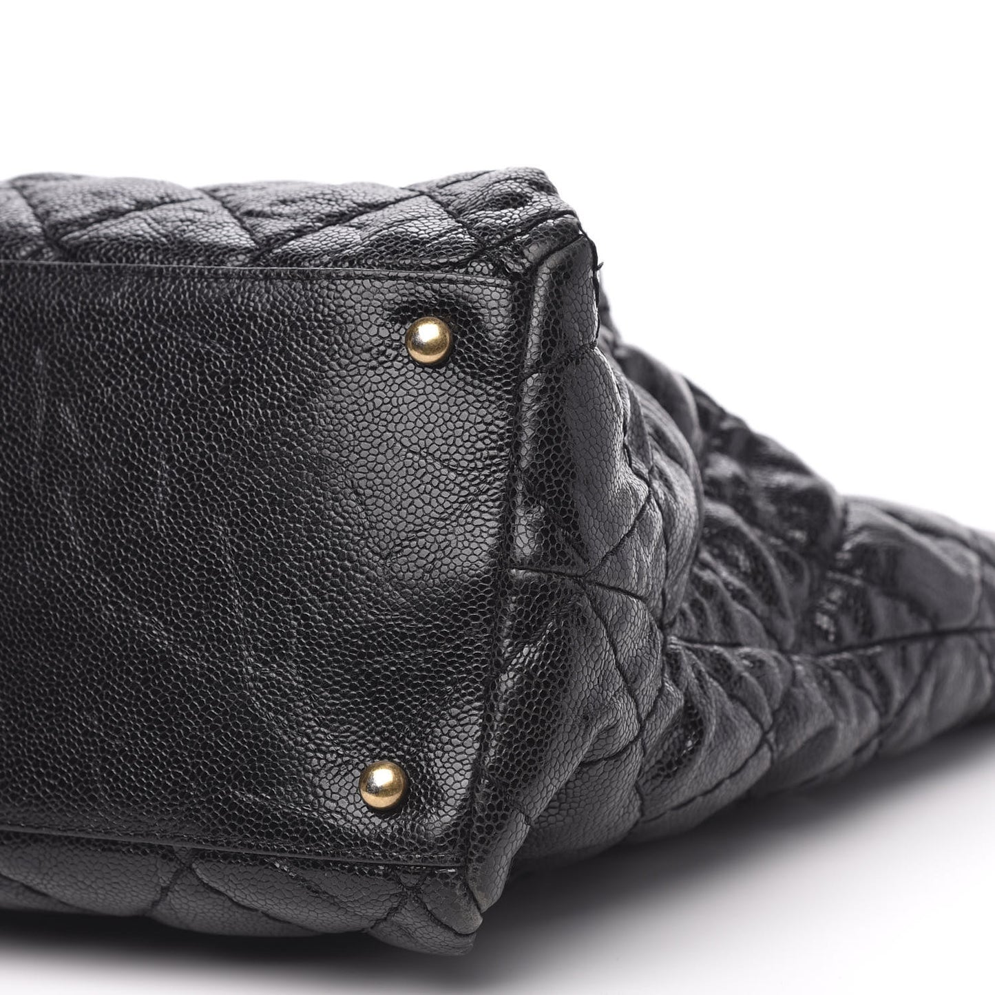 Glazed Caviar Coco Pleats Tote Black