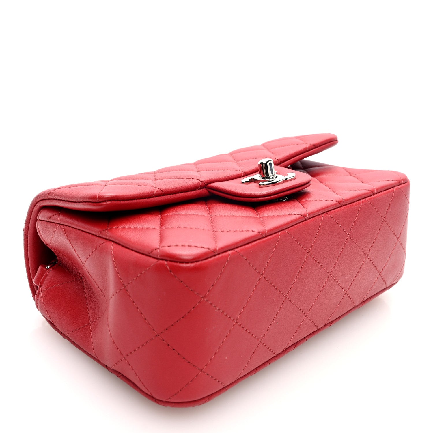 Chanel Lambskin Quilted Mini Rectangular Flap Red 3 of 9